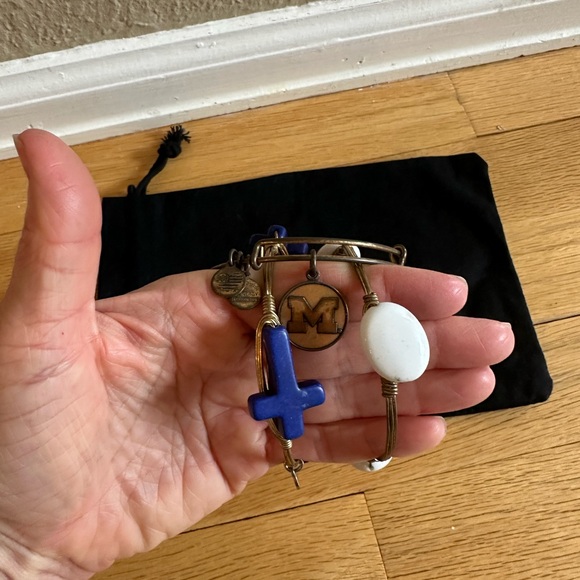 Bourbon and Bowties Gold Bracelets with Blue and White Stones - Picture 4 of 5